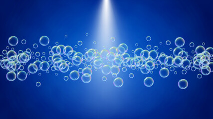 Suds bubble. Detergent bath foam and soap for bathtub. Shampoo.