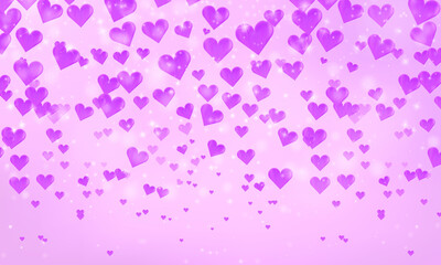 Falling red hearts with pink background Romantic Valentines day background