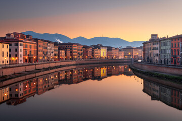 Pisa, Italy Skyline on the Arno River