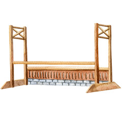 Watercolor obstacle, hunter jumper sport, horse riding sports elements, equestrian elements