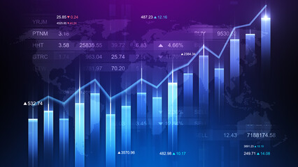 Finance abstract background with chart motion. Futuristic graph and diagrams growing illustration for stock market concept. Trading information texture.