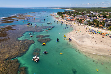 Aerial view of Porto de Galinhas beaches, Pernambuco, Brazil. Natural pools. Fantastic vacation...