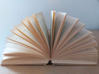 open book on wooden background