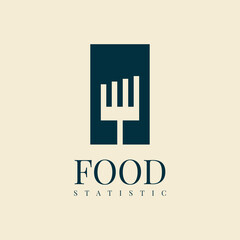 Food logo with fork illustration template design