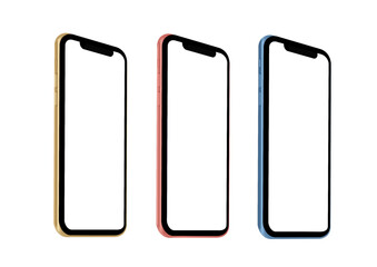 Mockup smartphones of different colors. Vector graphics.