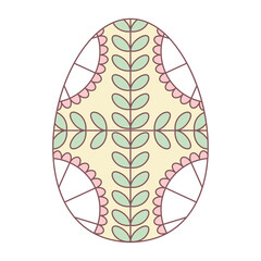 Isolated easter egg with floral decorations on pastel color Vector illustration