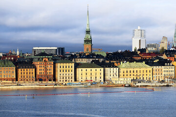 Stockholm Gamla Stan waterfront view at sunset. Stockholm, Sweden