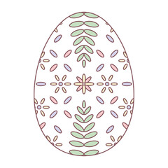 Isolated easter egg with floral decorations on pastel color Vector illustration