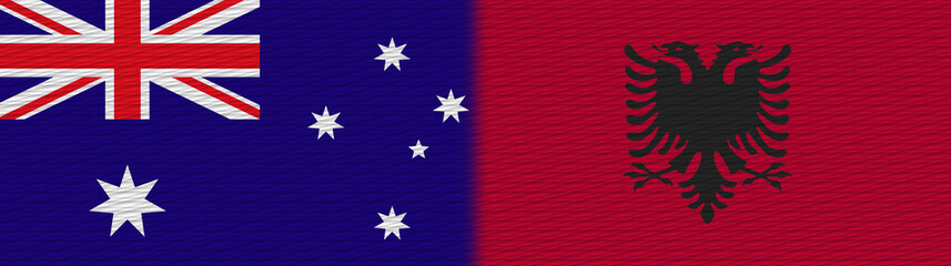 Albania and Australia Fabric Texture Flag – 3D Illustration