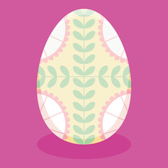 Isolated easter egg with floral decorations on pastel color Vector illustration