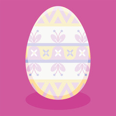 Isolated easter egg with floral decorations on pastel color Vector illustration