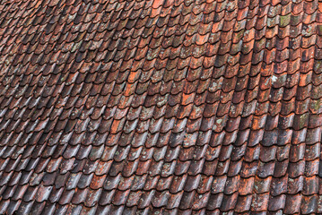 Old red tiled roof, Kuldiga, Latvia.