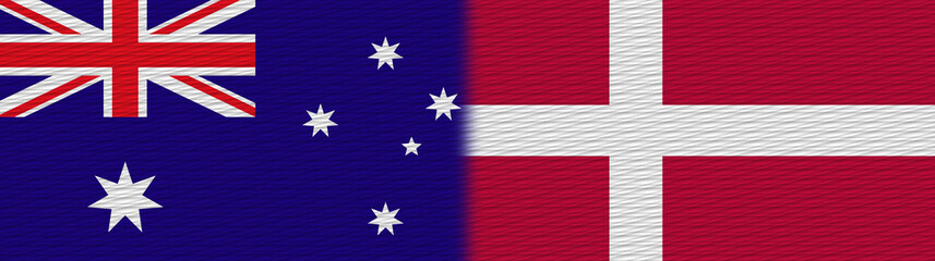 Denmark and Australia Fabric Texture Flag – 3D Illustration