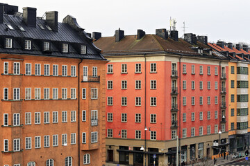 Traditional swedish houses at Gamla Stan old town. Stockholm, Sweden