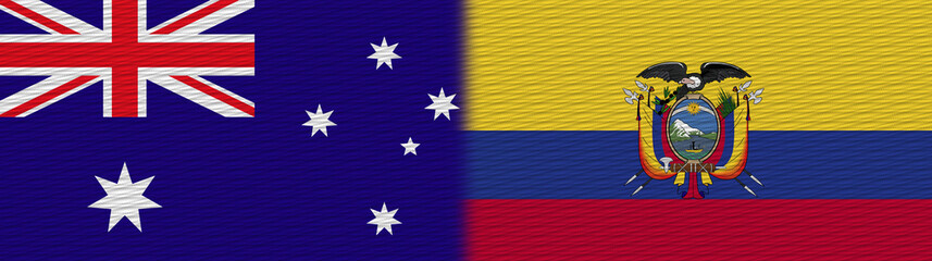 Ecuador and Australia Fabric Texture Flag – 3D Illustration