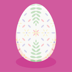 Isolated easter egg with floral decorations on pastel color Vector illustration