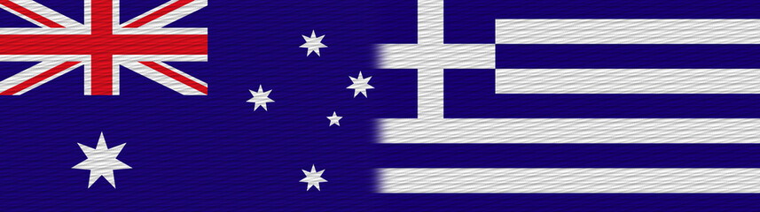 Greece and Australia Fabric Texture Flag – 3D Illustration