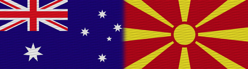 Macedonia and Australia Fabric Texture Flag – 3D Illustration
