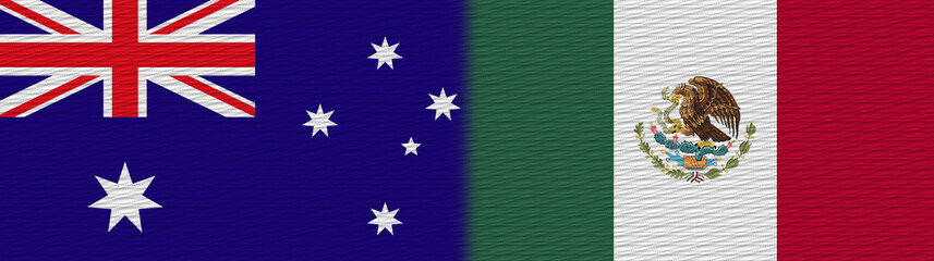 Mexico and Australia Fabric Texture Flag – 3D Illustration