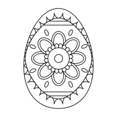 Isolated outline of an easter egg with floral decorations Vector illustration
