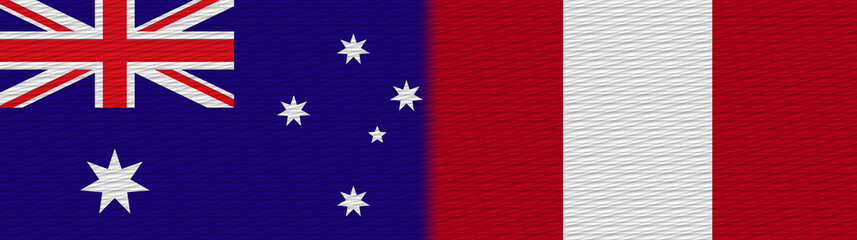 Peru and Australia Fabric Texture Flag – 3D Illustration