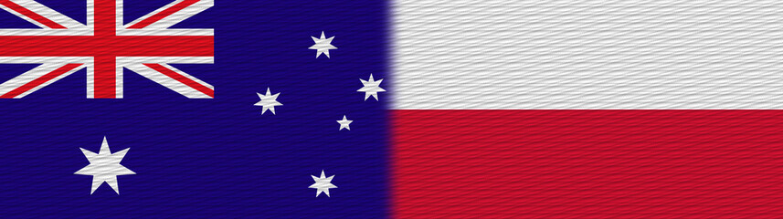 Poland and Australia Fabric Texture Flag – 3D Illustration
