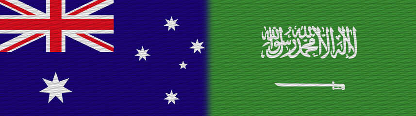 Saudi Arabia and Australia Fabric Texture Flag – 3D Illustration