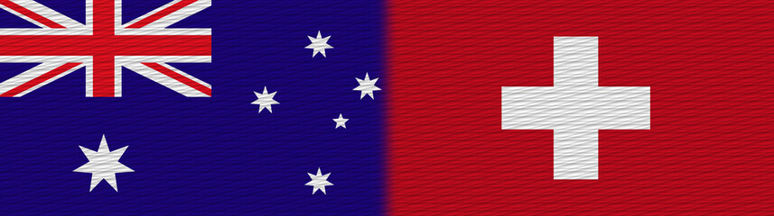 Switzerland and Australia Fabric Texture Flag – 3D Illustration