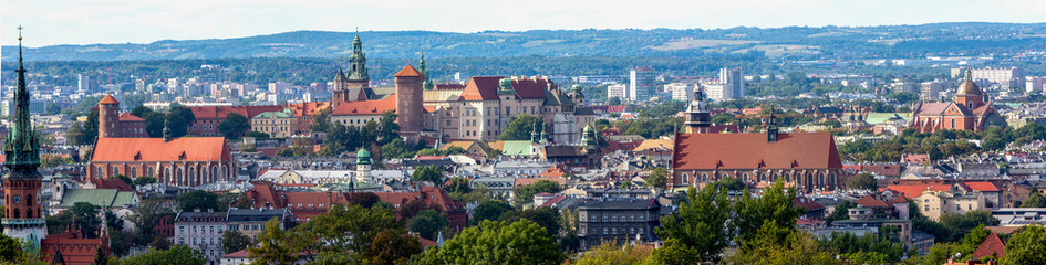 Fototapeta na wymiar Panorama picture of Krakow Poland