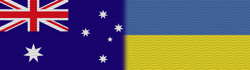 Ukraine and Australia Fabric Texture Flag – 3D Illustration