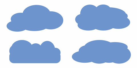 Vector blue clouds icons set jn white background