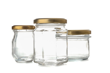 Three jars on white background