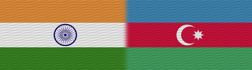 Azerbaijan and India Fabric Texture Flag – 3D Illustration