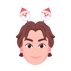 Isolated colored avatar of a man with a christmas related hat