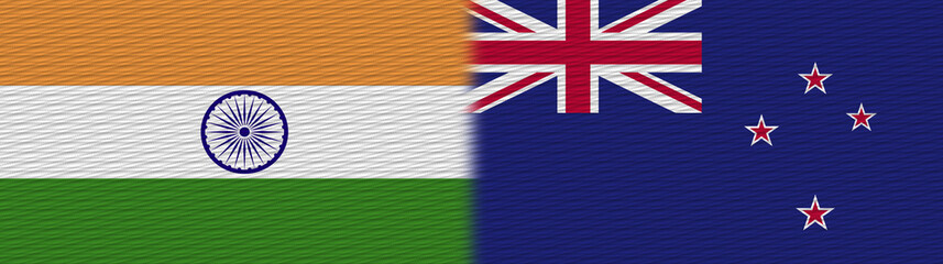 New Zealand and India Fabric Texture Flag – 3D Illustration