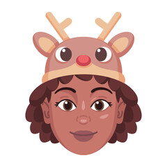 Isolated colored avatar of a woman with a christmas related hat