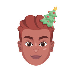 Isolated colored avatar of a man with a christmas related hat