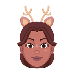 Isolated colored avatar of a woman with a christmas related hat