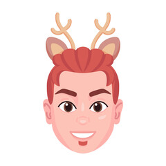 Isolated colored avatar of a man with a christmas related hat