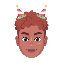 Isolated colored avatar of a woman with a christmas related hat