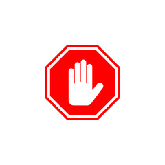 Obraz premium Stop icon. stop road sign. hand stop sign and symbol. Do not enter stop red sign with hand