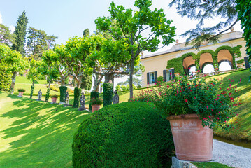 Villa del Balbianello, famous villa with splendid gardens in the municipality of Lenno, overlooking...