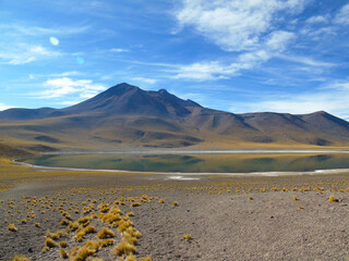 Atacama Desert, Chile. Altiplano, mountains, lake and wild nature.