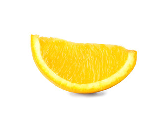 Piece of fresh orange on white background
