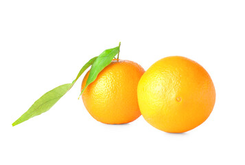 Fototapeta na wymiar Whole oranges on white background