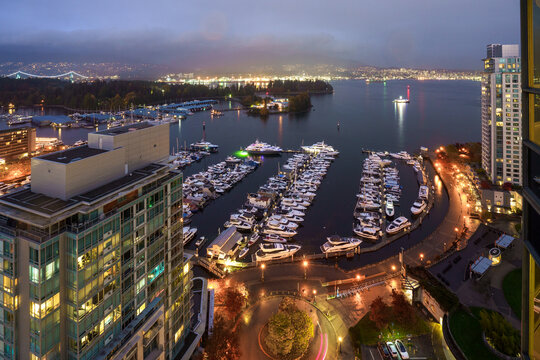 Coal Harbour Vancouver Canada By Night