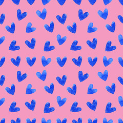 Fototapeta na wymiar Watercolor seamless pattern with hearts