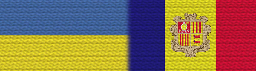 Obraz premium Andorra and Ukraine Fabric Texture Flag – 3D Illustration
