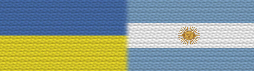 Argentina and Ukraine Fabric Texture Flag – 3D Illustration