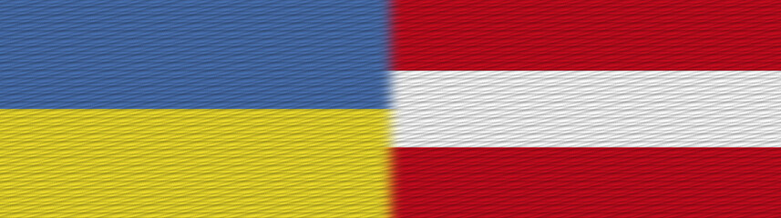Austria and Ukraine Fabric Texture Flag – 3D Illustration